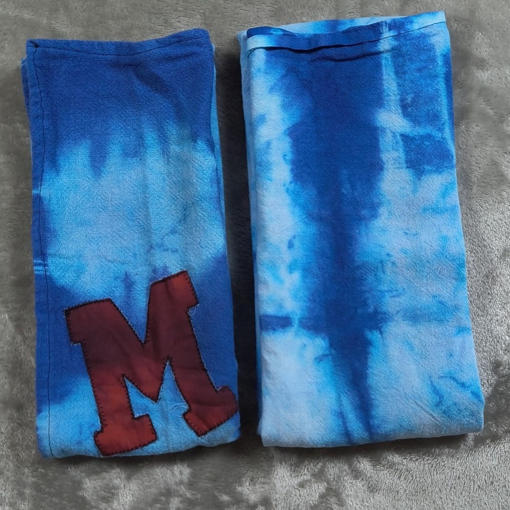 Shibori Tea Towel Set 2 Tie Dye Dish Cloth Cotton Upcycled Sustainable Handmade‎